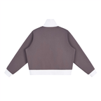 Contrast Side Stripe Fleece Cropped Track Jacket
